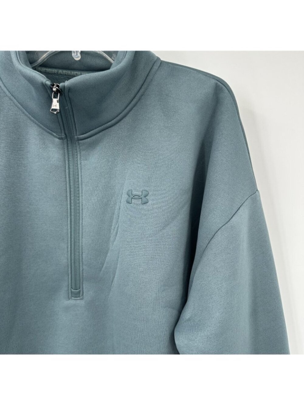 UNDER ARMOUR FLEECE HALF ZIP sweatshirt jasper blue XL loose fit athleisure - Picture 6 of 10